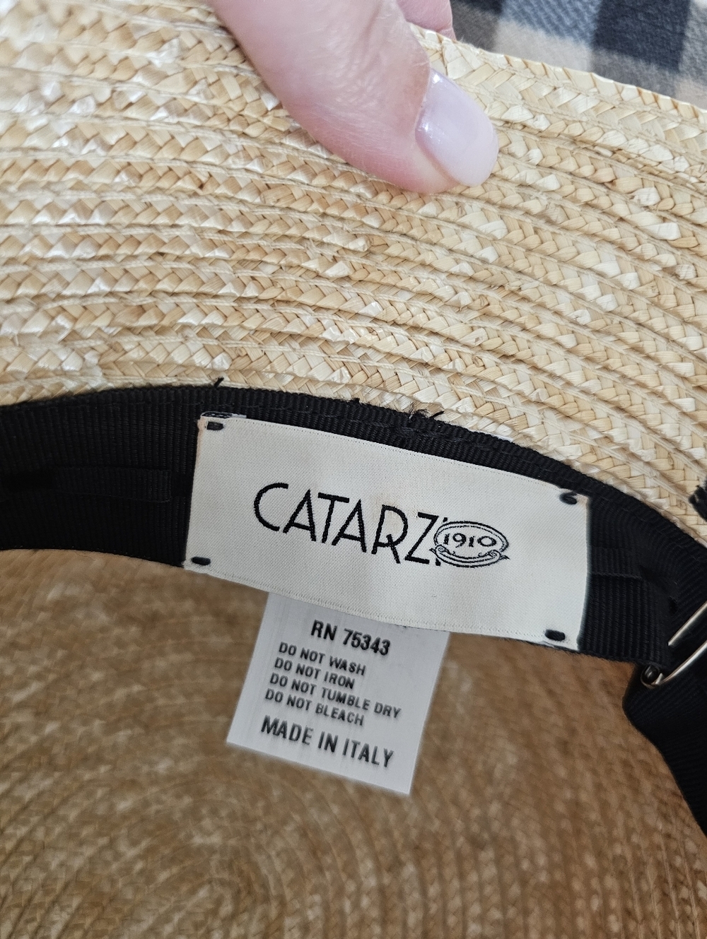 Straw Bucket Hat with Leather Patch - Natural - Picture 4 of 7